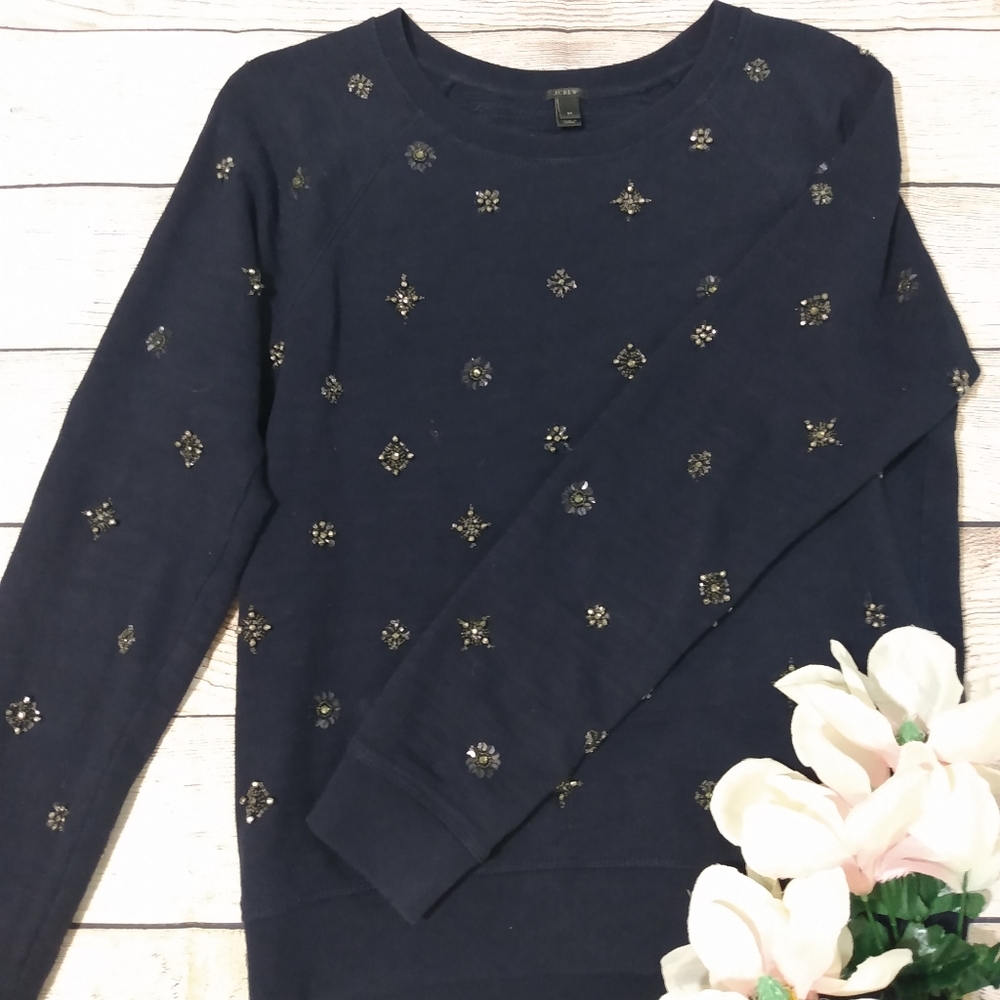 🌻 J. Crew blue snowflake sweatshirt